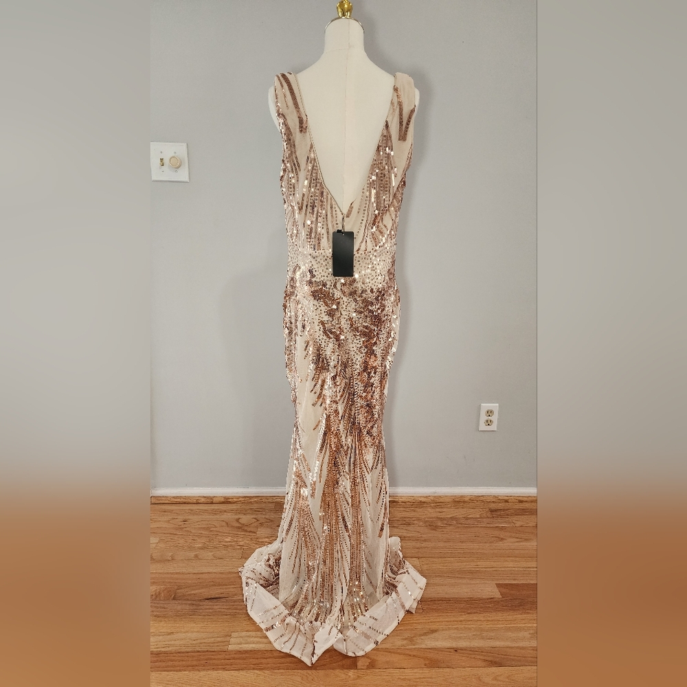 Sleeveless Mermaid Sequin Maxi Dress V-Neck Party Wedding Size XXL - Picture 4 of 6